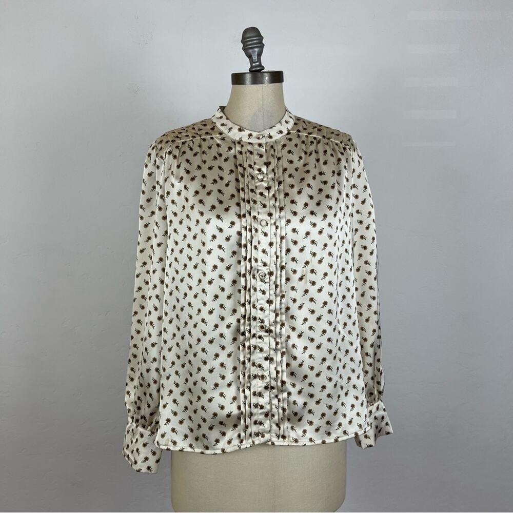 Mo:Vint Satin Jacquard Pleated Blouse